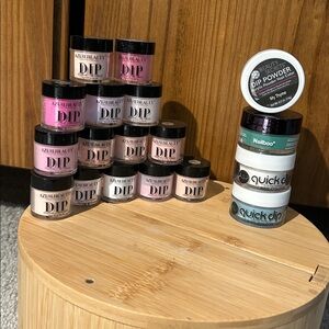 Nail Dip Powder Set - Green, White, Black, pinks/nudes